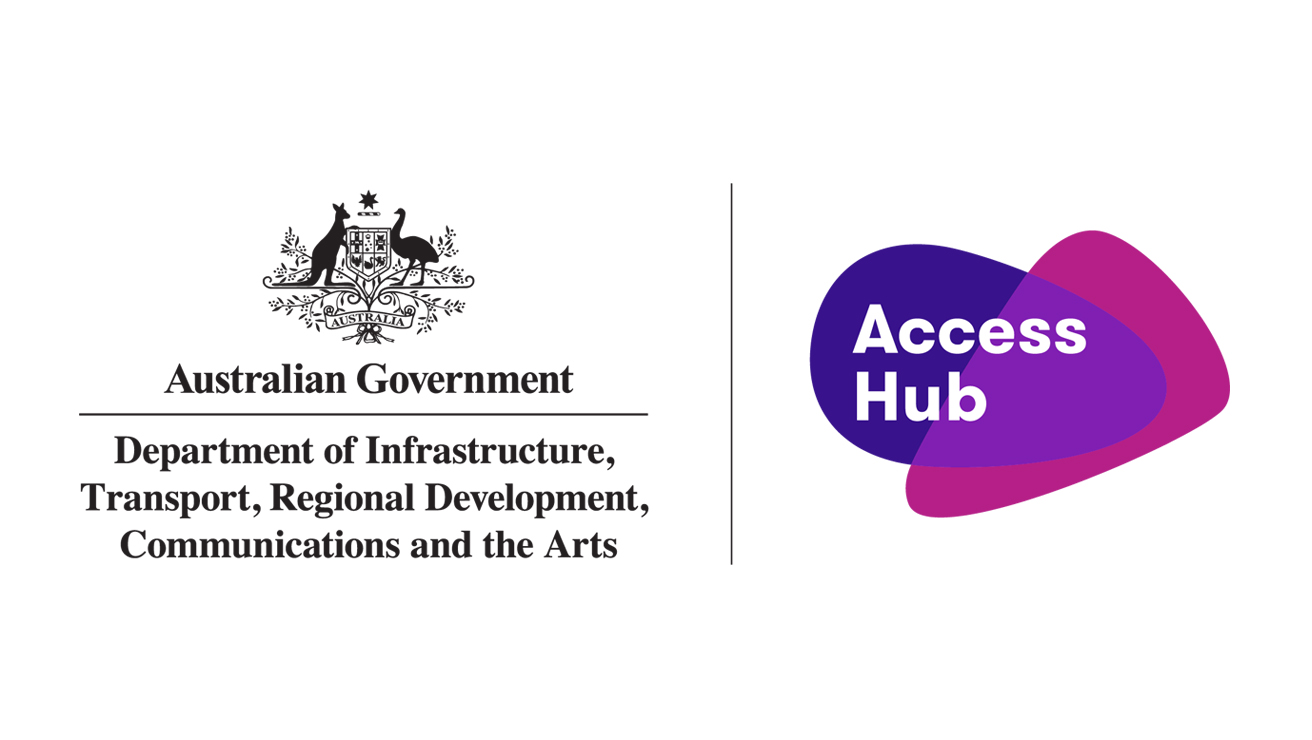 Access Hub logo, Australian Government, Department of Infrastructure, Transport, Regional Development, Communications and the Arts