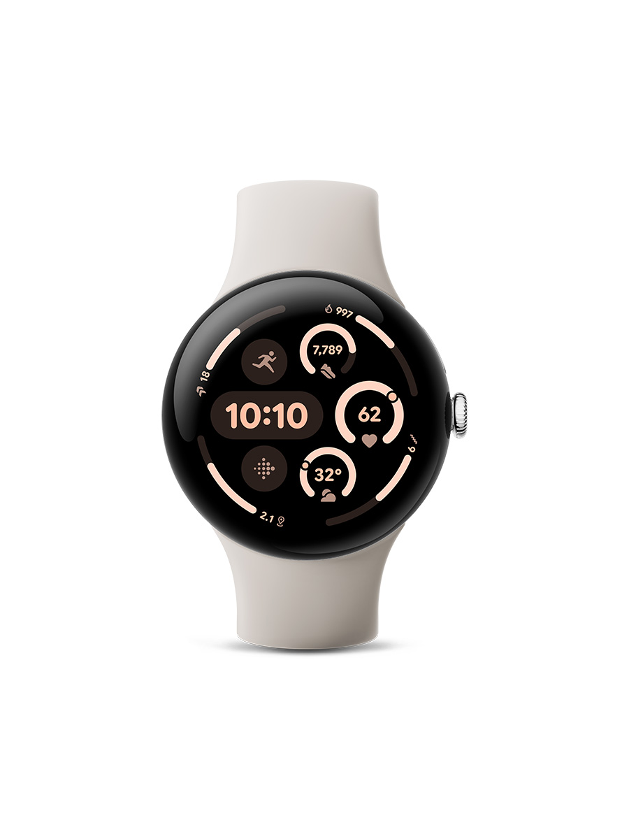Buy the Google Pixel Watch 3 LTE 45mm Polished Silver Aluminium 