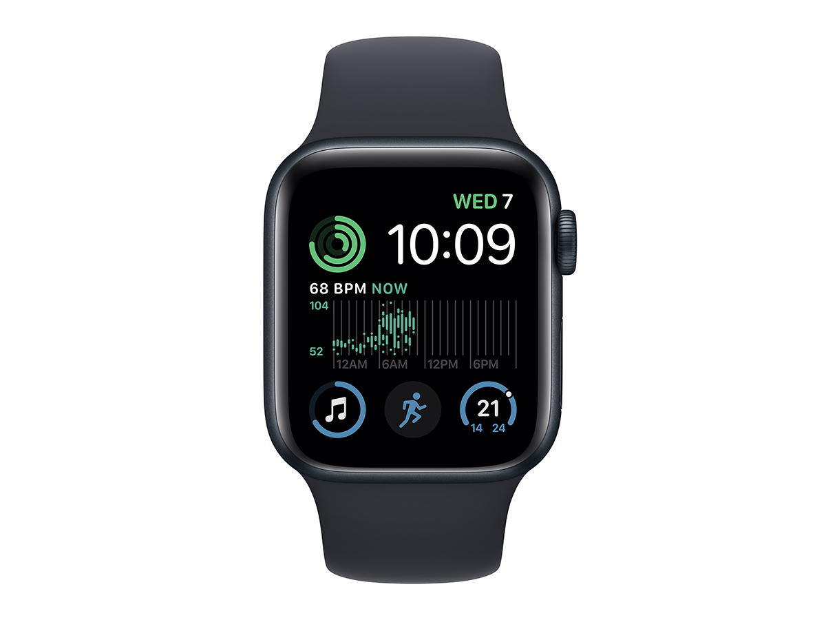 Apple Watch SE GPS + Cellular 40mm Midnight Aluminium Case with Midnight Sport Band - Gen 2 front view