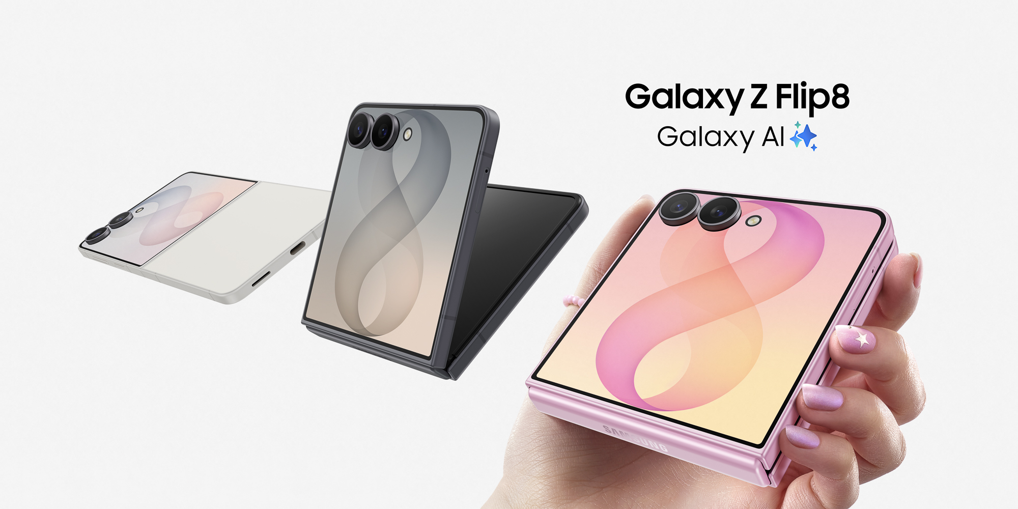 Samsung Galaxy Z Flip8 folded, showing the 4.1-inch cover screen