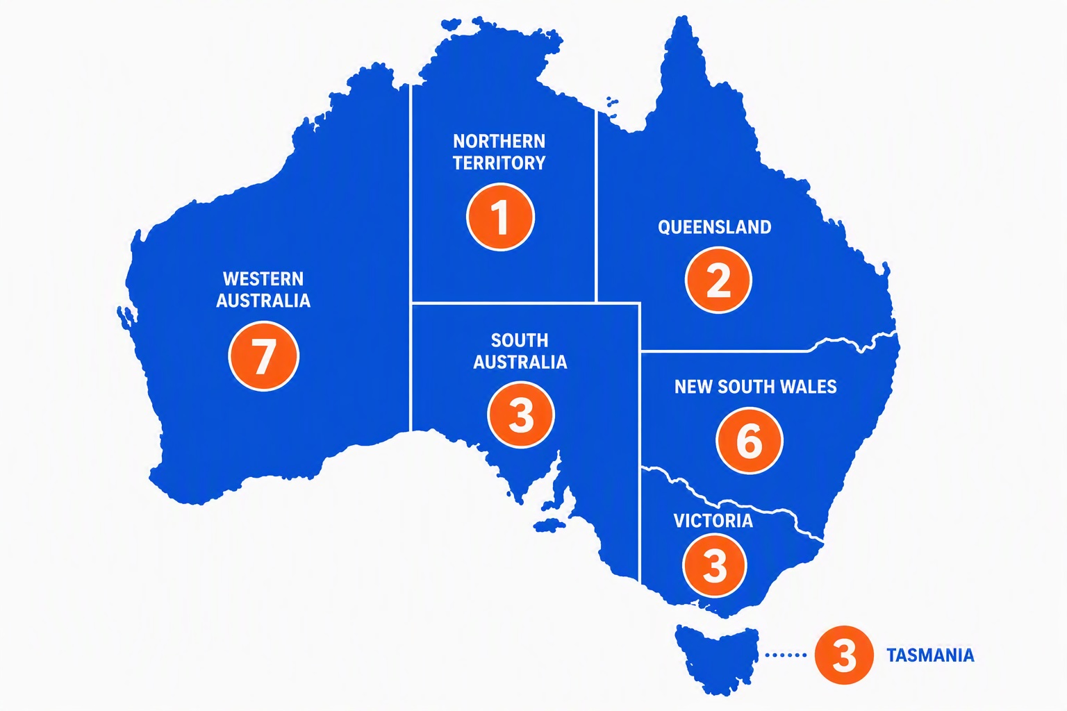 Map of Australia showing the locations of the 2026 Telstra Connected Communities Grant recipients across each state and territory.