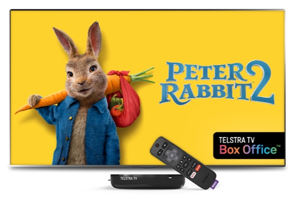 Promotional image of Peter Rabbit 2 on Telstra TV Box Office.