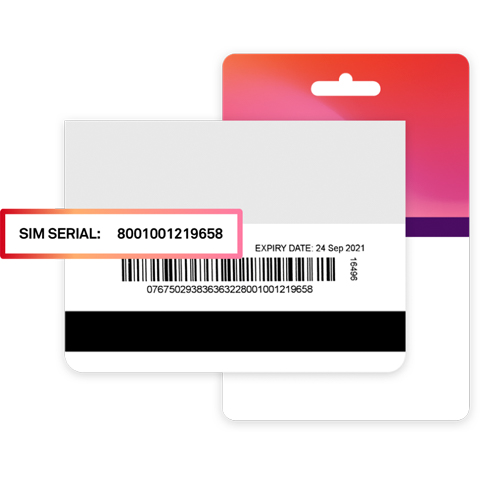 serial number on a SIM kit packaging