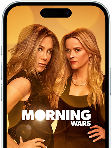 iPhone 15 with Apple TV+ showing Morning Wars series