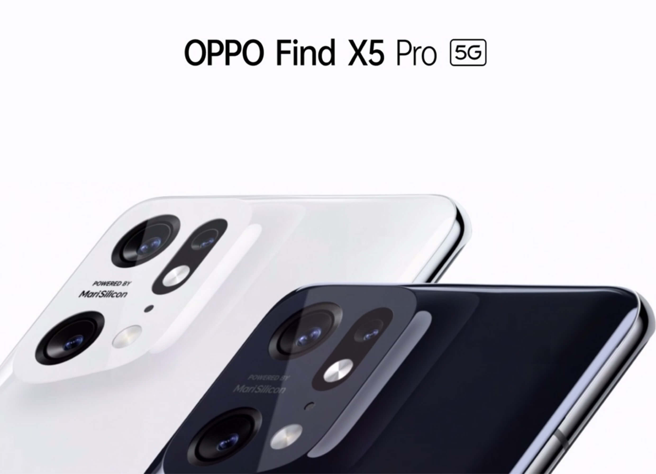 Oppo Find X5 Pro 5G devices displayed in black & white colours.
