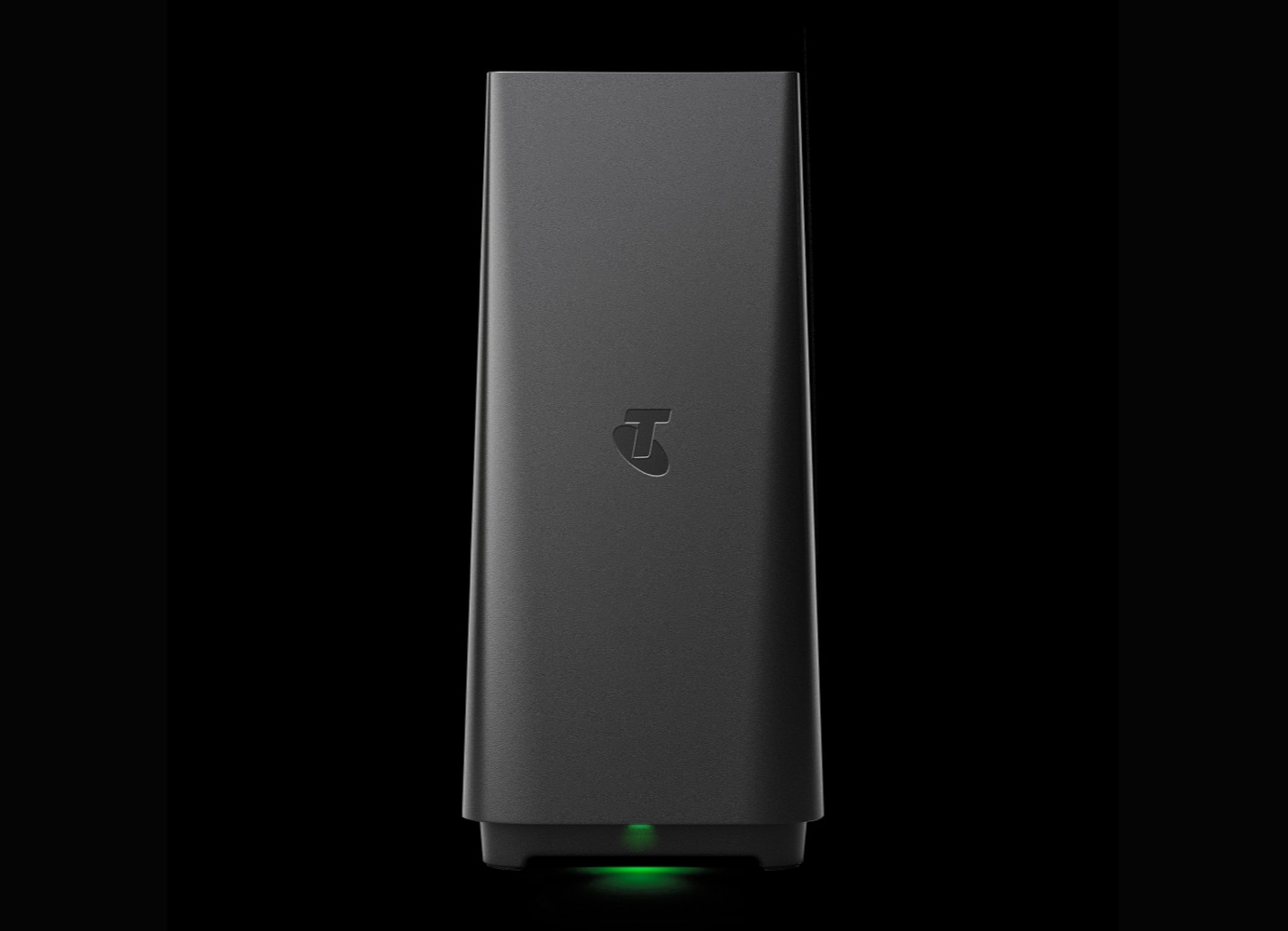 The Telstra Smart Modem 3 on a black background.