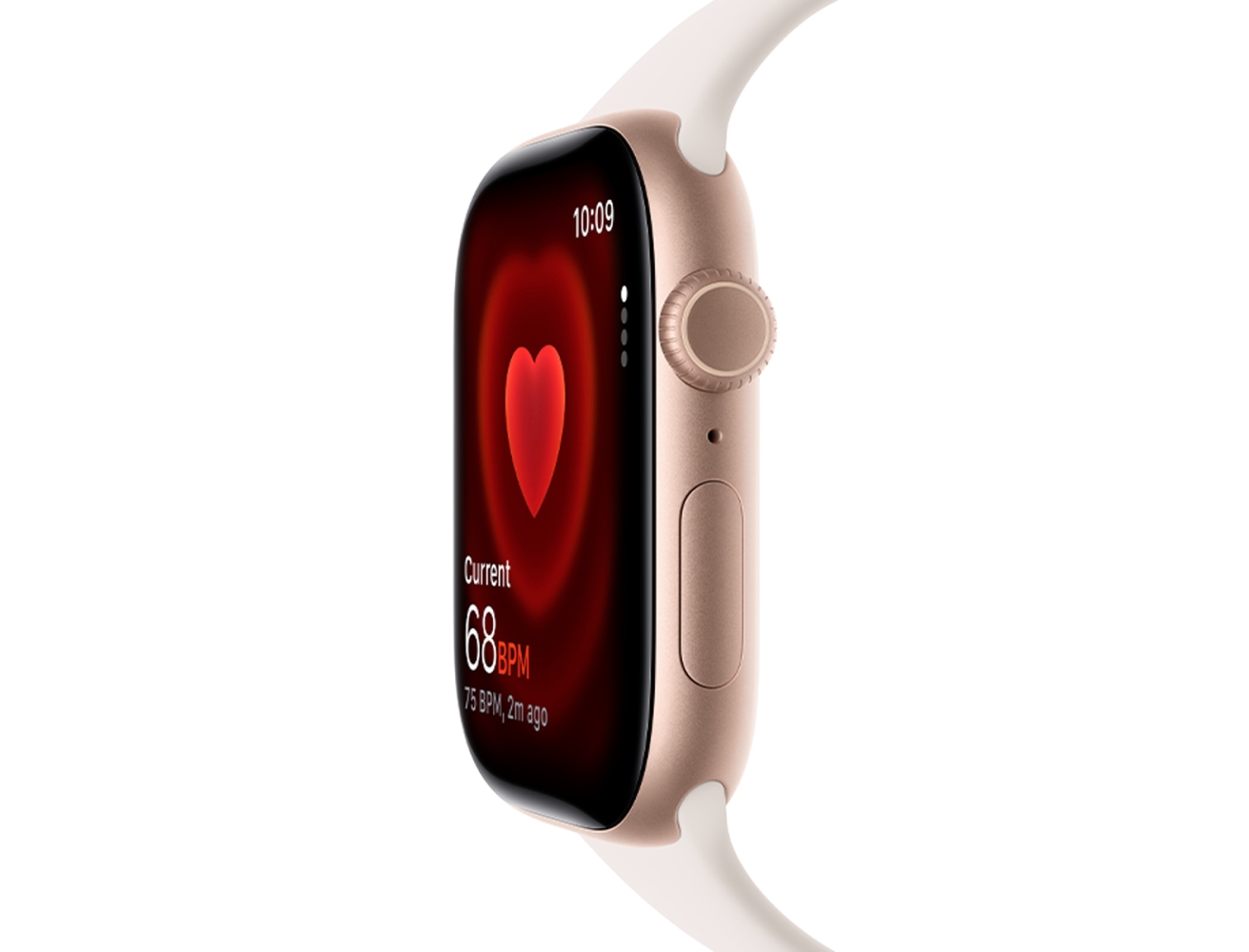 Apple Watch Series 11 side view three-quarter angle, vertical