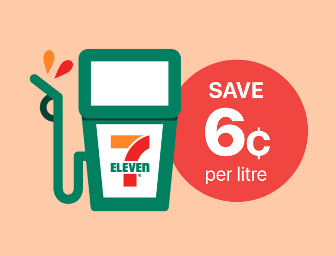 7-Eleven fuel pump, save 6 cents per litre