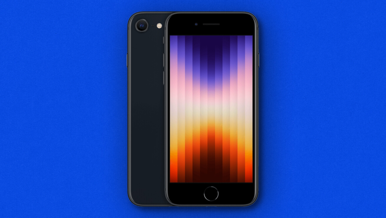 Apple iPhone SE (3rd gen) front and rear view in Midnight.