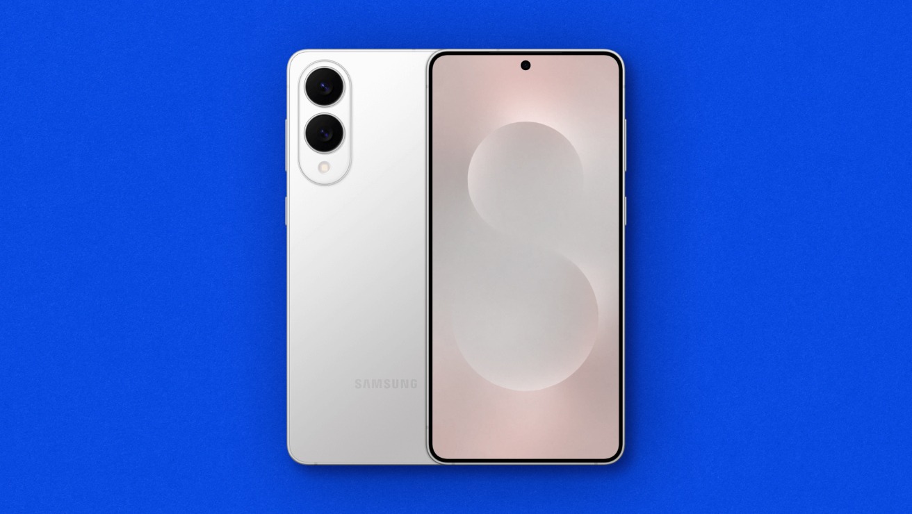 Front and rear view of Samsung Galaxy 25 Edge 5G in Titanium Silver colour.