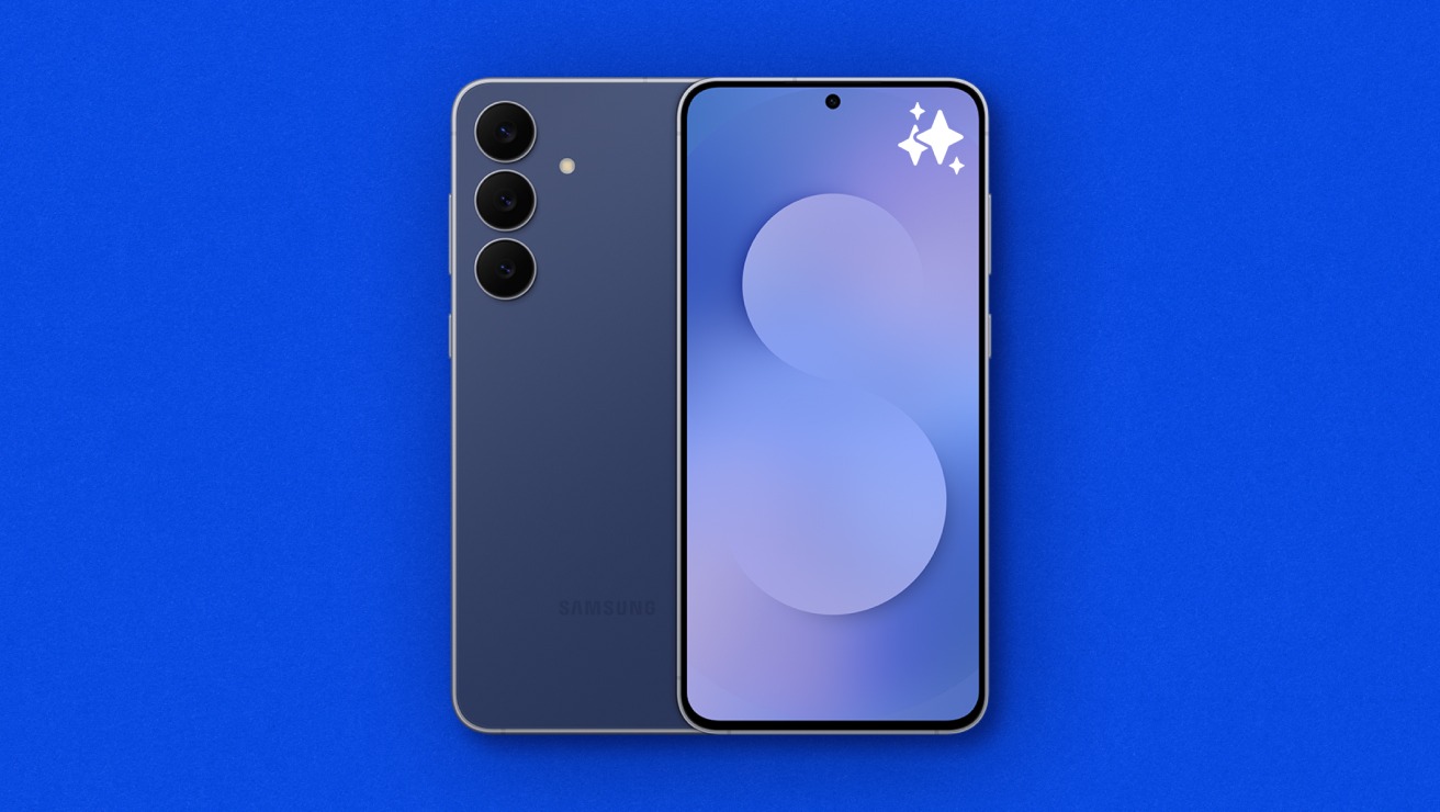 Front and rear view of Samsung Galaxy S25 FE in Navy.