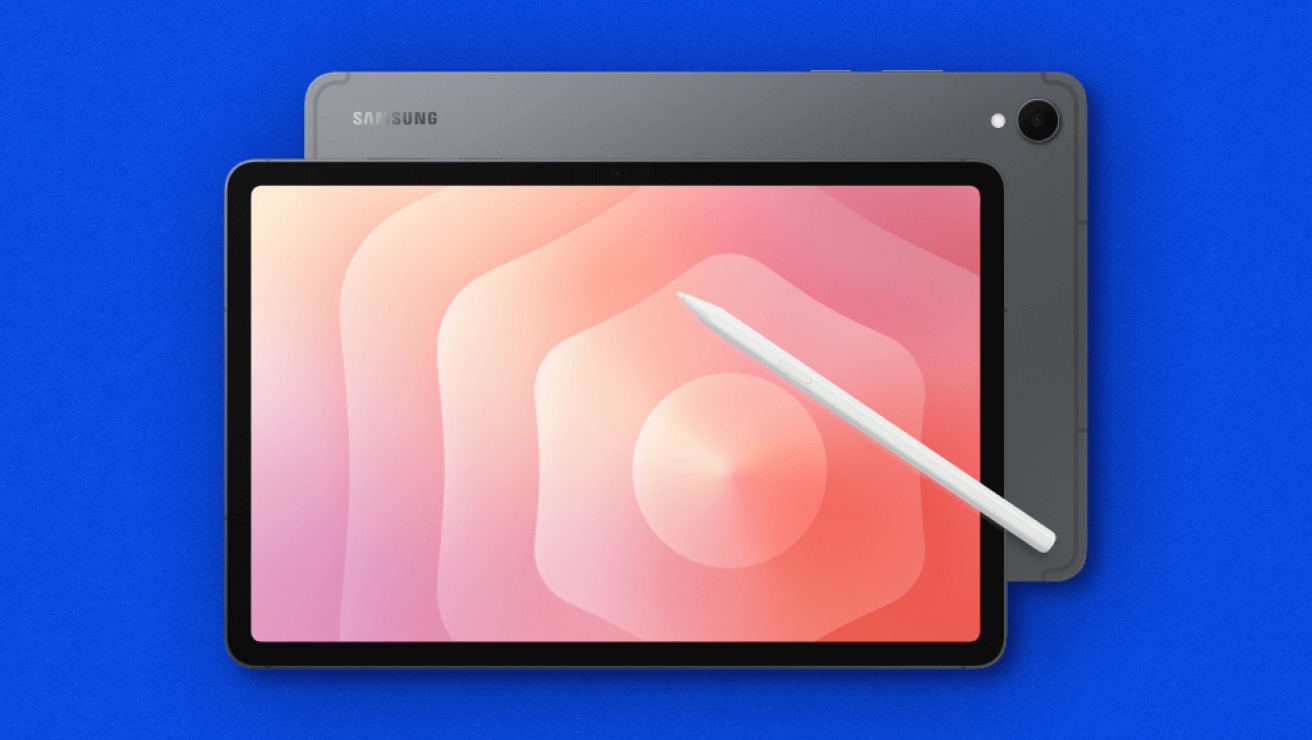 Front and rear view of the Samsung Galaxy Tab S11 in Grey colour with a white S Pen