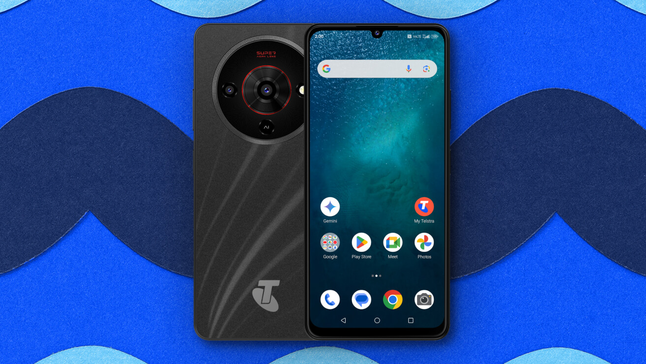 Telstra T-Pro 2 front and rear view in Black. 