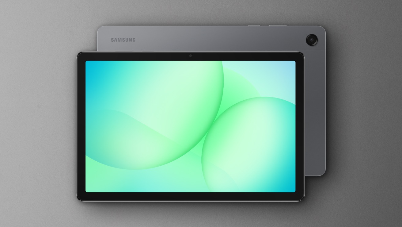 Front and rear view of Samsung Galaxy Tab A11 plus in grey colour