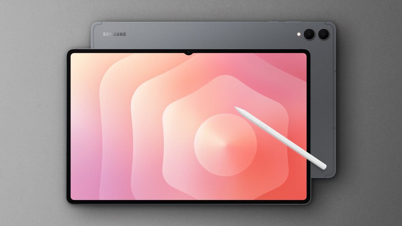 Front and rear view of Samsung Galaxy Tab S11 Ultra in grey colour.