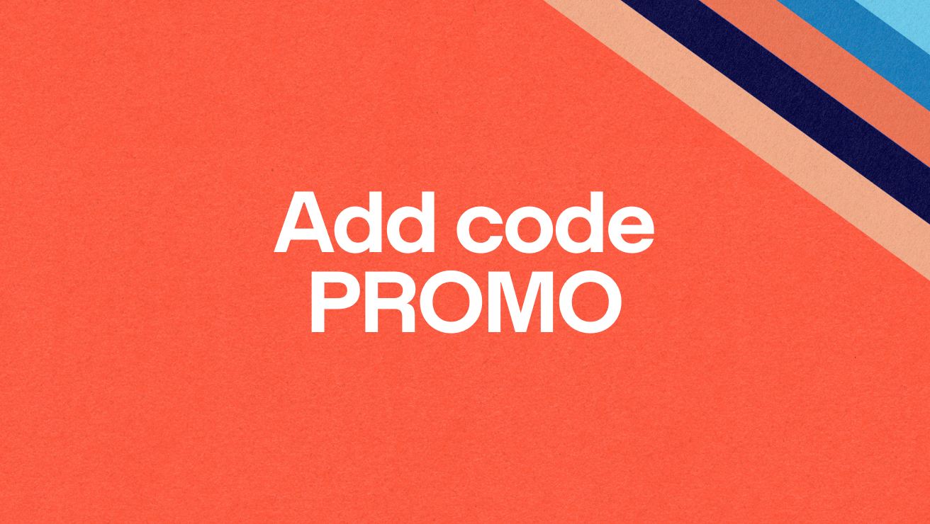 Text on image: Add code PROMO.