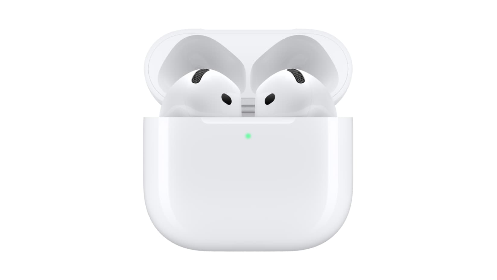 Apple Air Pods 4 wireless earbuds sitting in charging case