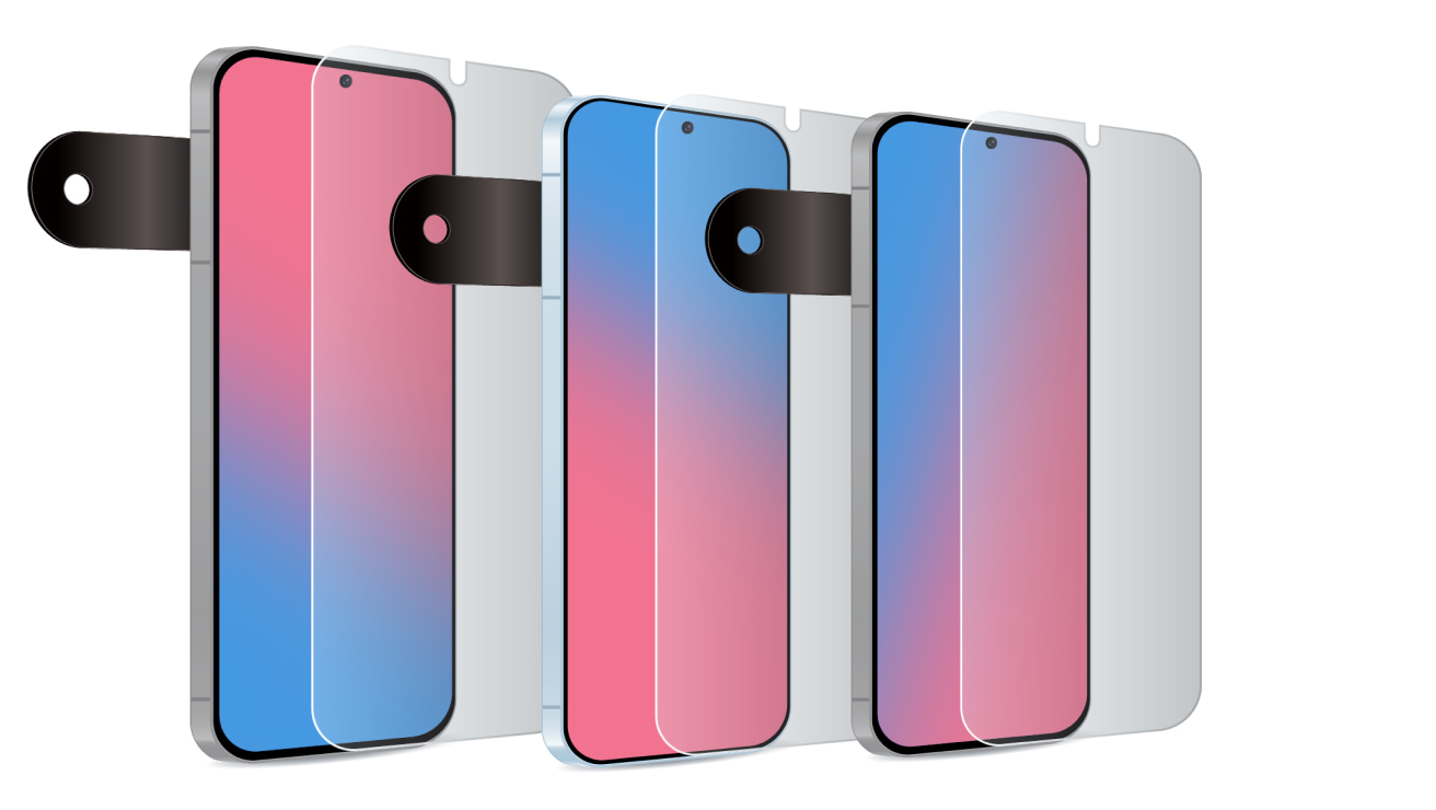 Rear view of three Sprout Glass Screen Protectors, showcasing all of the Google Pixel 11 models