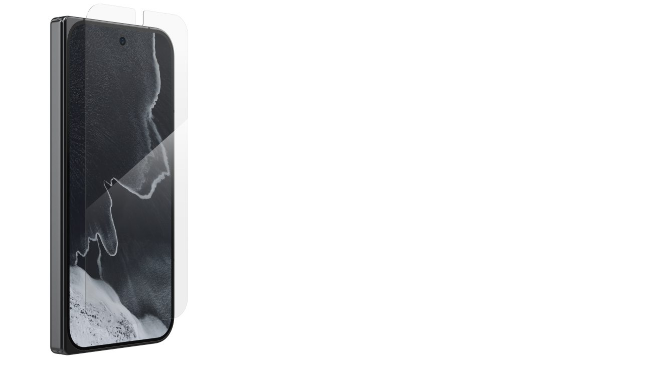 Front view of the ZAGG InvisibleShield Glass Elite Screen Protector for Google Pixel 11 Pro Fold on the phone.
