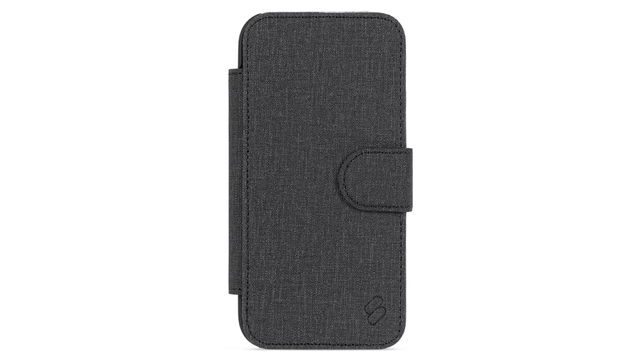 Black folio-style wallet Magsafe-compatible case with card slots, by Sprout for iPhone 17
