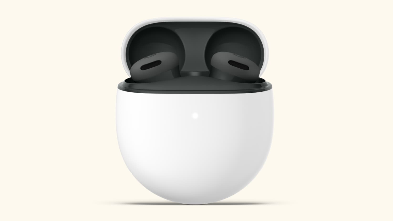 Google Pixel Buds inside a white case.