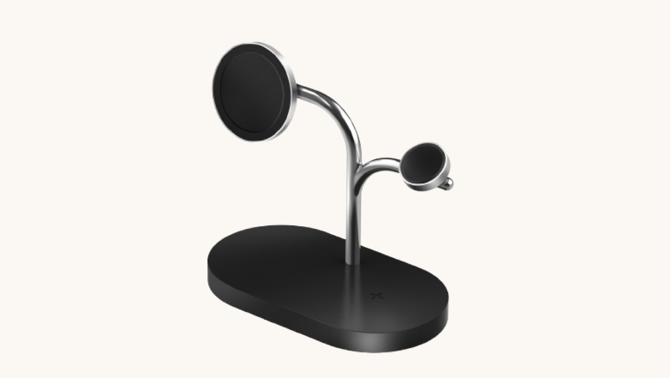 Samsung Wireless Charger Trio with stand, designed to charge multiple Galaxy devices at the same time.