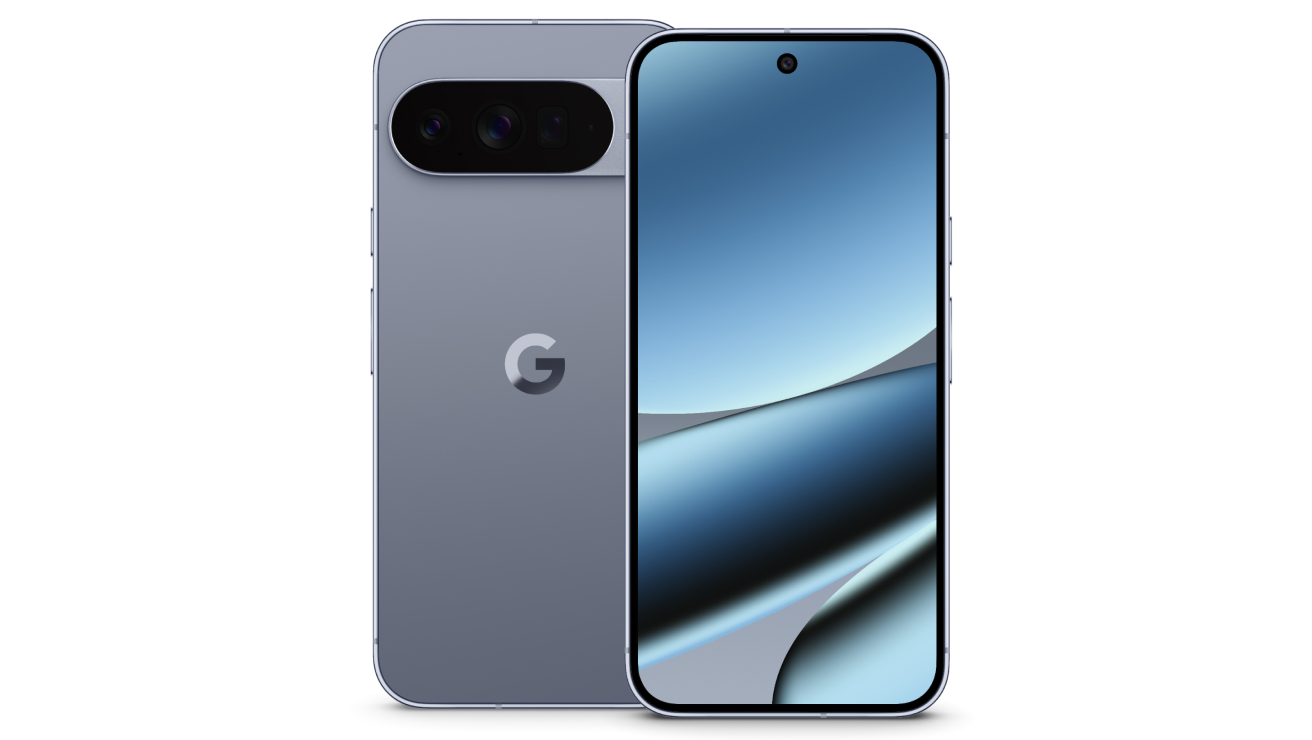 Front and rear view of a Google Pixel 10 Pro XL showing rear camera.