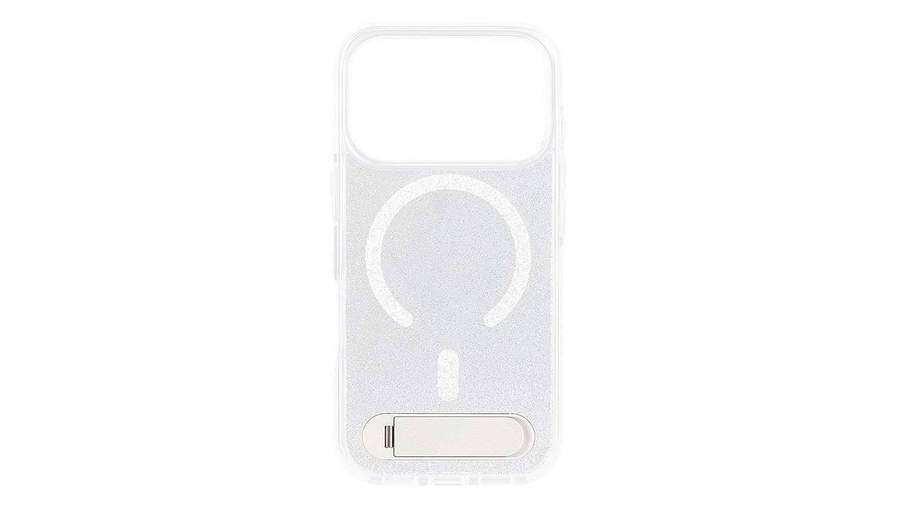 Rear view of DHC Glitter Kickstand Magnetic Case in Sliver.