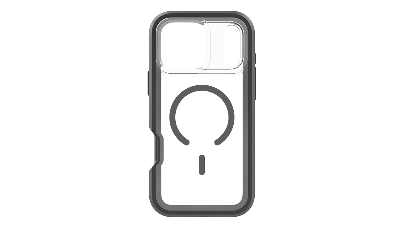 Rear view of Gladiator MagSafe Case in Clear and Black