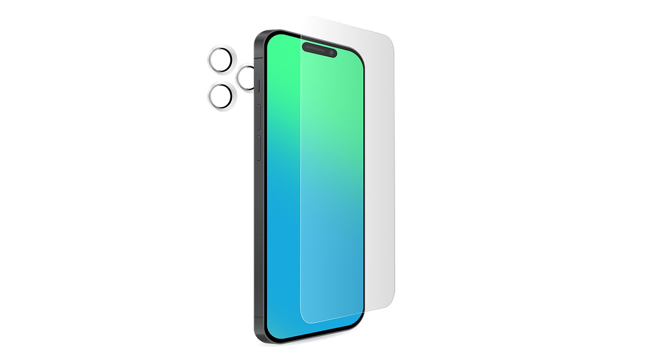 Front view of the Sprout Tempered Glass Screen Protector on the iPhone 18 Pro, showing both the front and back of the product.