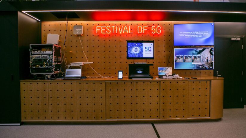 A display demonstrating the practical applications of Telstra's 5G network