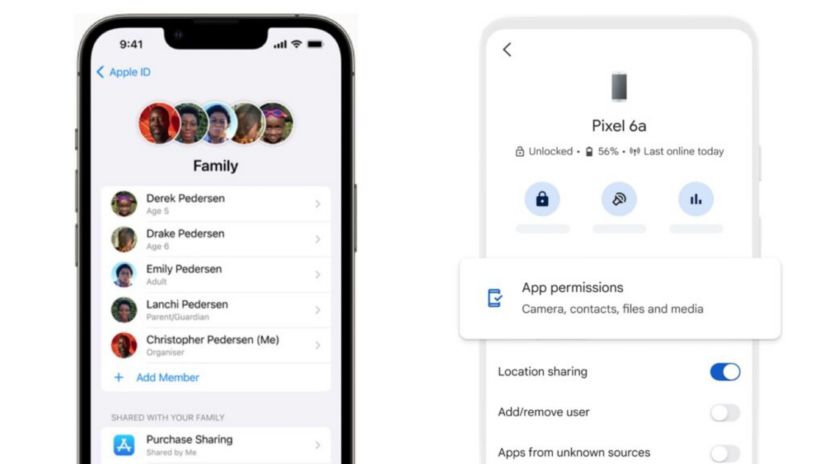 Parental controls screens on Google and Apple devices