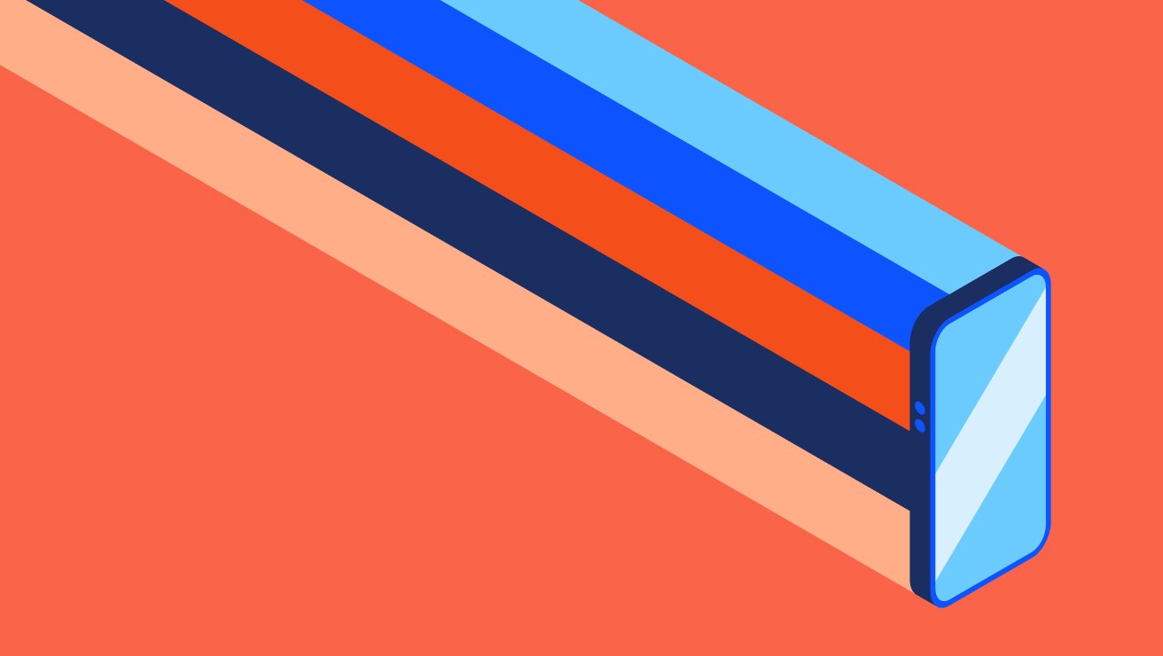 Abstract illustration of rays coming out and leading a mobile phone.