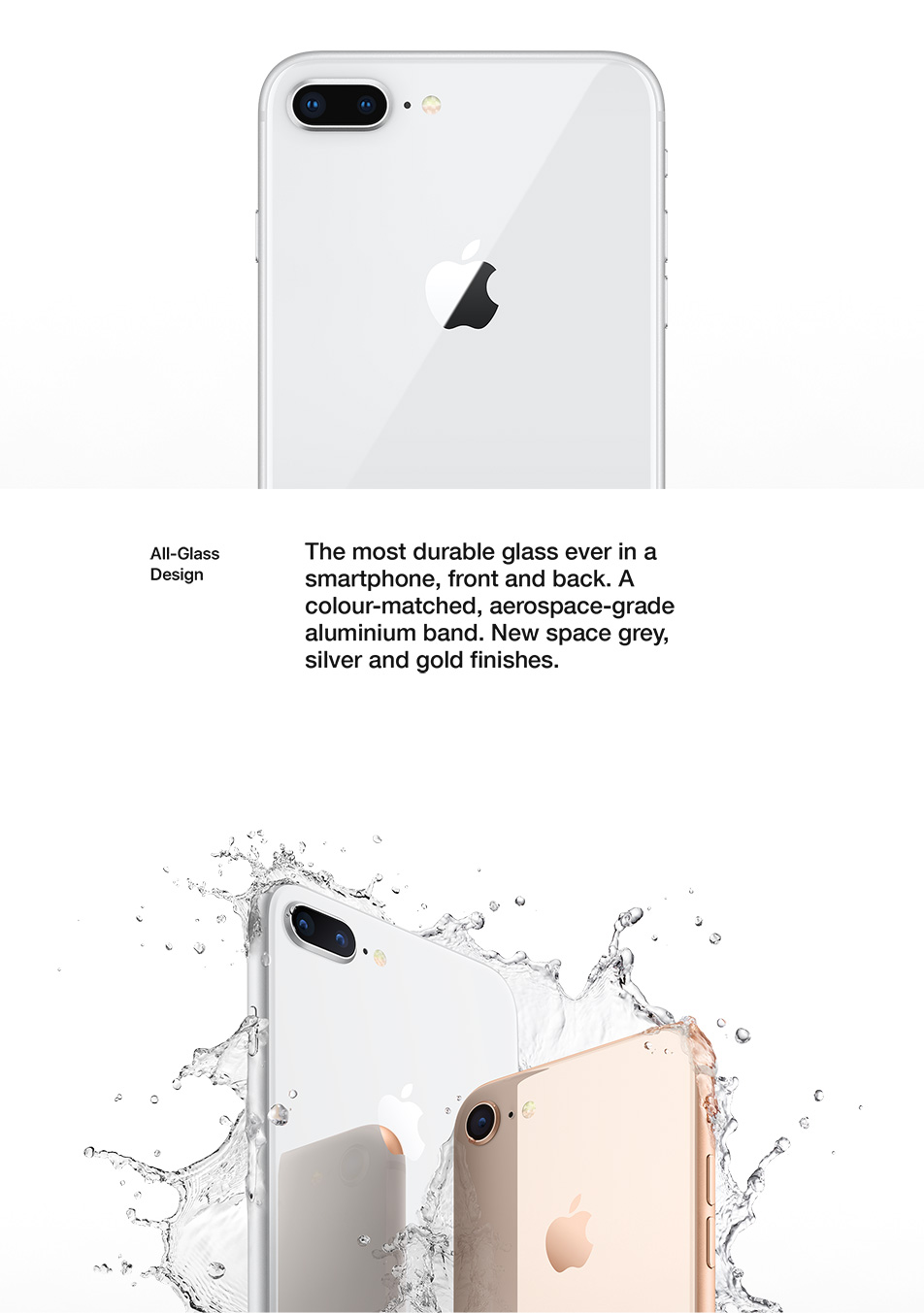 iPhone 8 - Design - All Glass Design - Water and Dust Resistant