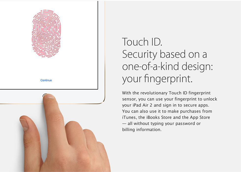 Touch ID on iPad Mini 4. Image Courtesy: Telstra
