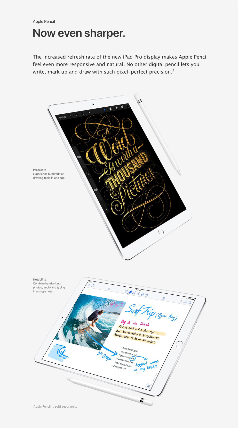 iPad Pro - Apple Pencil. Now even sharper.