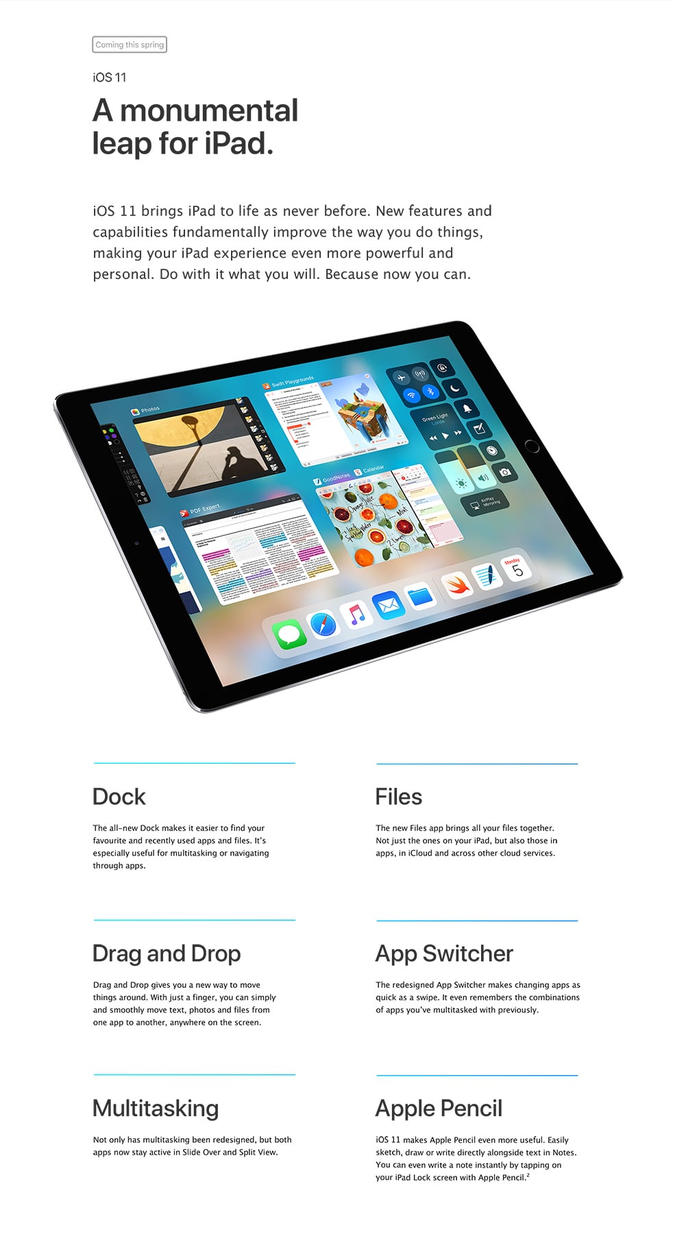 iPad Pro - iOS11. A monumental leap for iPad.