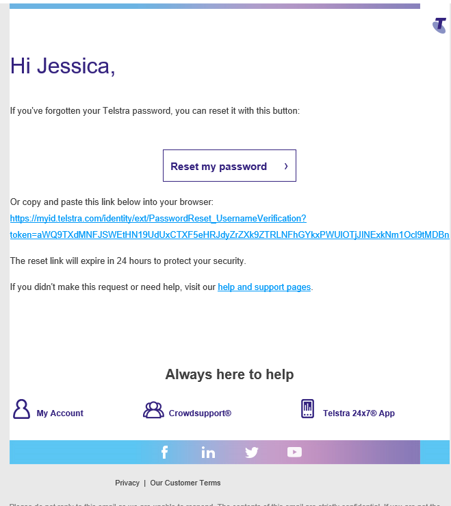 Telstra I Ve Forgotten My Telstra Id Password Support